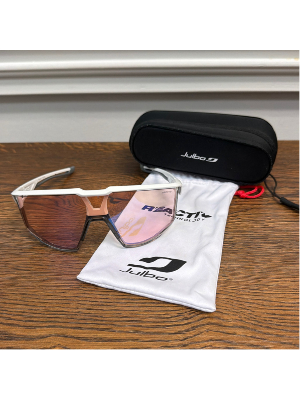 Julbo Fury Matte White Translucent Gray Frame Rose W/Multilayer Blue Mirror Lens - Picture 8 of 12